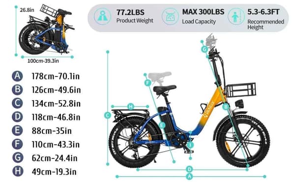 Ridstar MN-20 20" kokoontaitettava sähköpyörä: 1000W moottori, 48V 15Ah akku, magnesiumpyörät ja kaksoisjousitus