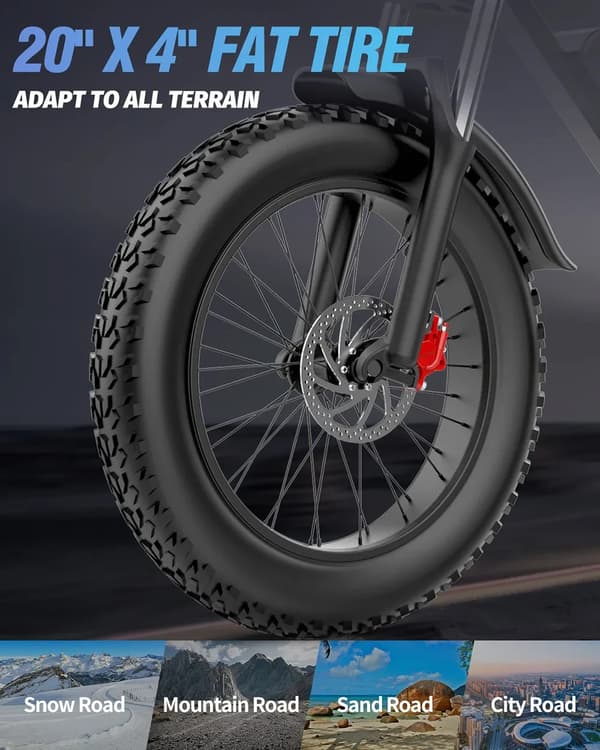Ridstar Q20mini 20" kompakti sähköpyörä: 1000W moottori, 48V 15Ah akku, Shimano 7-nopeuksinen ja erittäin kannettava muotoilu