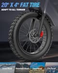 Pikkukuva 3 / 11: Ridstar Q20mini 20" kompakti sähköpyörä: 1000W moottori, 48V 15Ah akku, Shimano 7-nopeuksinen ja erittäin kannettava muotoilu