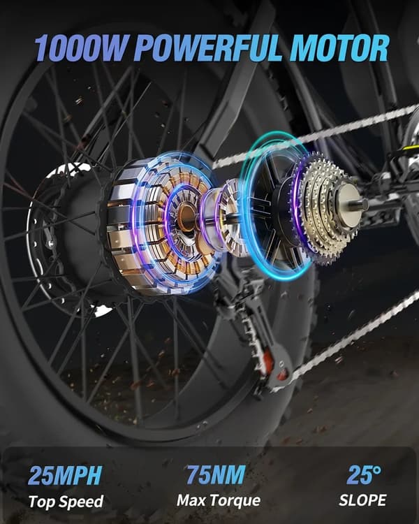 Ridstar Q20mini 20" kompakti sähköpyörä: 1000W moottori, 48V 15Ah akku, Shimano 7-nopeuksinen ja erittäin kannettava muotoilu