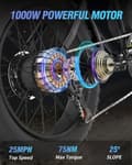 Pikkukuva 5 / 11: Ridstar Q20mini 20" kompakti sähköpyörä: 1000W moottori, 48V 15Ah akku, Shimano 7-nopeuksinen ja erittäin kannettava muotoilu