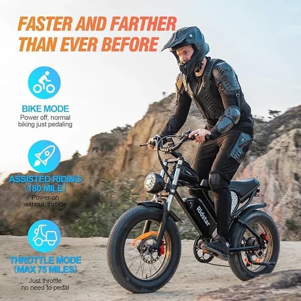 Ridstar Q20Pro 20" Elcykel med dubbla motorer: 2x1000W motorer, dubbla 52V 20Ah batterier, hydrauliska bromsar och terrängcykling