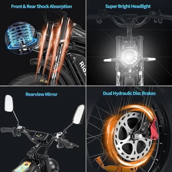Ridstar Q20Pro 20" Elcykel med dubbla motorer: 2x1000W motorer, dubbla 52V 20Ah batterier, hydrauliska bromsar och terrängcykling