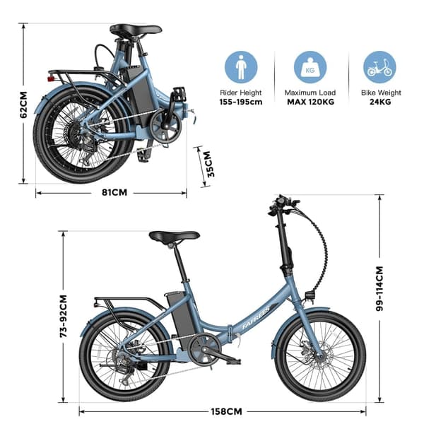 Fafrees F20 Light Adult City Elcykel, 250W borstlös motor, 16,75Ah litiumbatteri, 20" * 1,95" däck, Shimano 7-växlad.