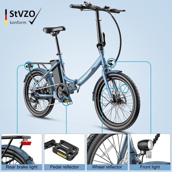 Fafrees F20 Light Adult City Elcykel, 250W borstlös motor, 16,75Ah litiumbatteri, 20" * 1,95" däck, Shimano 7-växlad.
