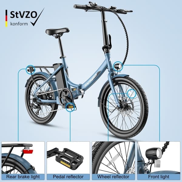 Fafrees F20 Light Adult City Elcykel, 250W borstlös motor, 16,75Ah litiumbatteri, 20" * 1,95" däck, Shimano 7-växlad.