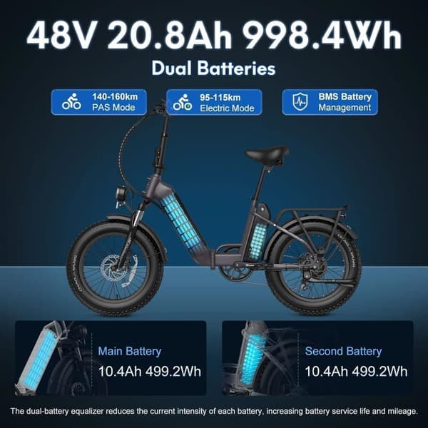 Fafrees FF20 Polar taitettava sähköpyörä, 500 W (jatkuva) 860 W (huippu) moottori, 20,8 Ah akut, 20" * 4,0" renkaat, SHIMANO 7 nopeus.