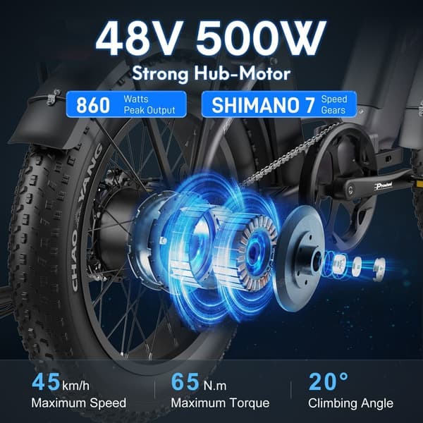 Fafrees FF20 Polar City elcykel, 500W motor, topphastighet 45 km/h, 24AH batteri, upp till 150 km räckvidd (PAS), L1e-B-certifierad