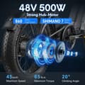 Miniatyrbild 6 av 11: Fafrees FF20 Polar City elcykel, 500W motor, topphastighet 45 km/h, 24AH batteri, upp till 150 km räckvidd (PAS), L1e-B-certifierad