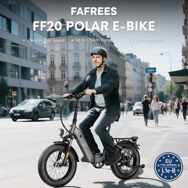 Fafrees FF20 Polar City elcykel, 500W motor, topphastighet 45 km/h, 24AH batteri, upp till 150 km räckvidd (PAS), L1e-B-certifierad