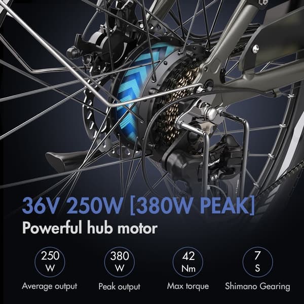 Fafrees F26 Pro Adult City Elcykel, 250W borstlös motor, 14,5Ah litiumbatteri, 26*1,75 däck, SHIMANO 7 Speed.
