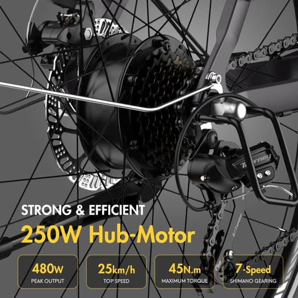 Fafrees F28 Pro Adult City Elcykel, 250W borstlös motor, 14,5Ah litiumbatteri, 27,5*1,75 däck, SHIMANO 7 Speed.