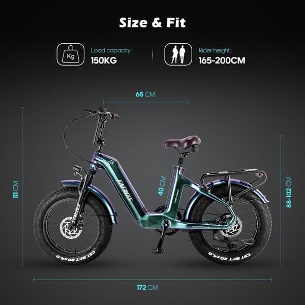 Fafrees F20 Master City Elcykel, 22,5 Ah Samsung batteri, 500W motor, dubbla stötdämpare, kolfiberram, 20"*4,0" däck, SHIMANO 7 Speed.