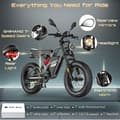 Pikkukuva 7 / 11: Fafrees F20 Ultra Adult Off-Road sähköpyörä, 750W moottori, 25Ah akku, 20*5.0 leveä rengas, SHIMANO 7 vaihdetta, hydraulijarru
