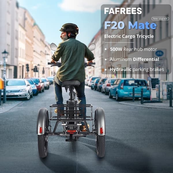 Fafrees F20 Mate elektrisk lasttrehjuling, 750W motor, 21AH batteri, hydraulisk broms, 20''*3,0'' däck