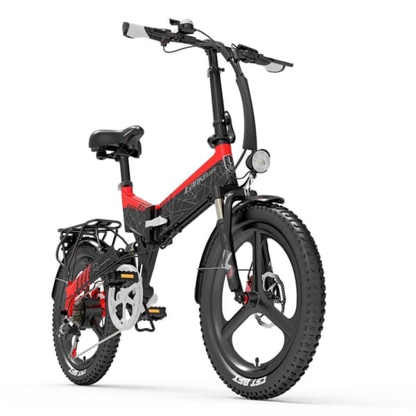 Lankeleisi G650 vuxen city elcykel, 12,8Ah batteri, hopfällbar, 20*2,4 däck, Shimano 7 hastigheter.