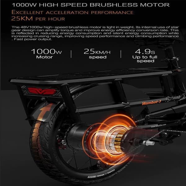 Lankeleisi Wombat-1 long tail cargo elcykel med momentsensor, 20Ah Samsung batteri, 1000W motor.