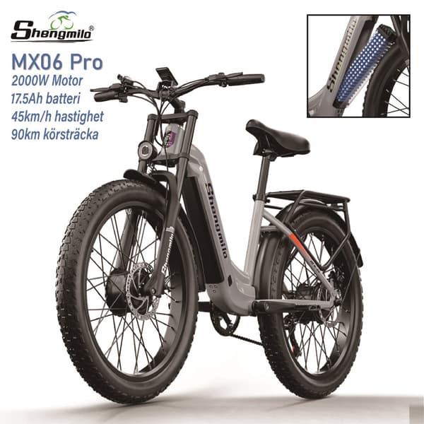 Shengmilo MX06 Pro Mountain E-bike Peak Engine 2000W Motor 48V 17.5AH Batteri för vuxen Power Fat Bike Electric 26 "E-bike