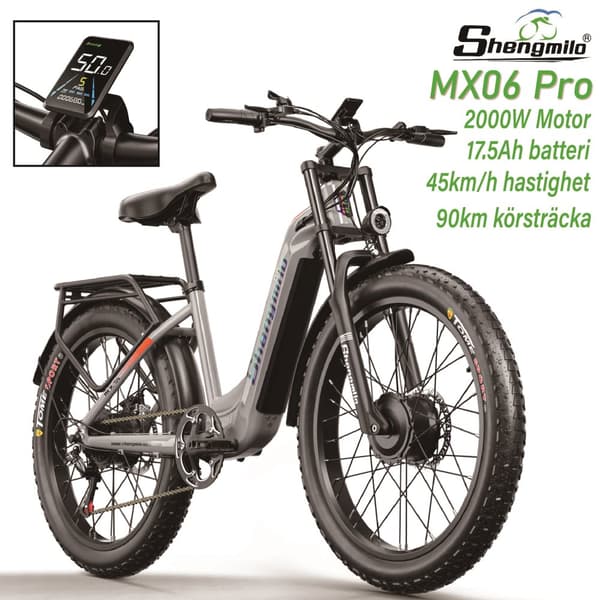 Shengmilo MX06 Pro Mountain E-bike Peak Engine 2000W Motor 48V 17.5AH Batteri för vuxen Power Fat Bike Electric 26 "E-bike