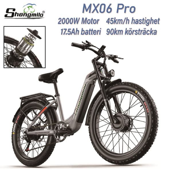 Shengmilo MX06 Pro Mountain E-bike Peak Engine 48V 17.5AH Batteri 2000W Motor för vuxen Power Fat Bike Electric 26 "E-bike
