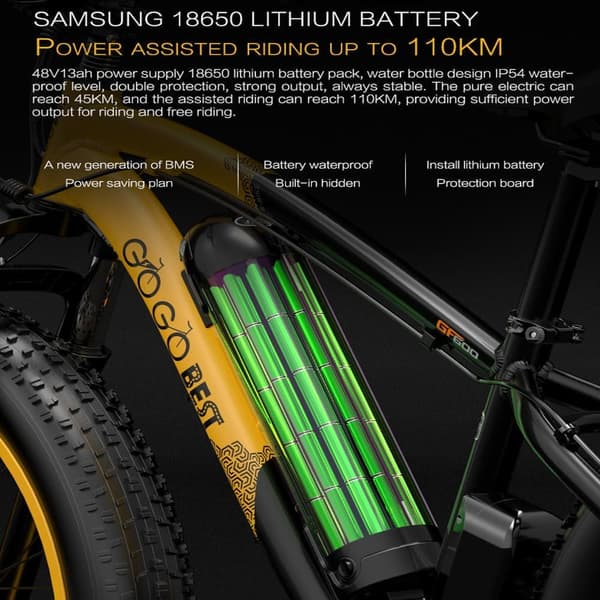 GOGOBEST GF600 26" elektrisk mountainbike, 1000W motor, 13AH batteri, SHIMANO 7, 26*4.0 Fat däck.