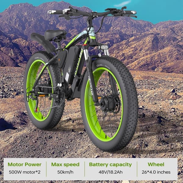 GOGOBEST GF700 elektrisk mountainbike för vuxna, 500W*2 motorer, 18,2Ah batteri, 26*4,0 däck, 21 hastigheter.