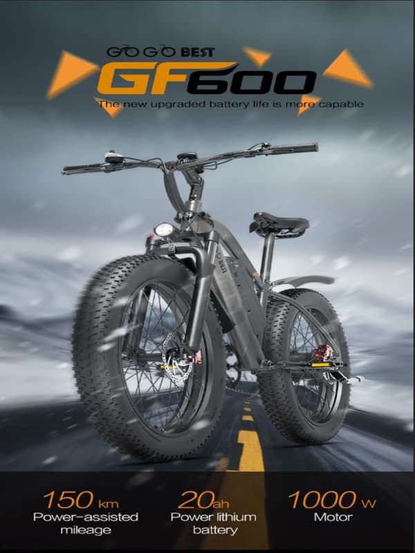GOGOBEST GF600 Plus 26'' elcykel, 1000W motor, 20Ah batteri, 45 km/h, 7 växlar
