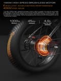 Miniatyrbild 6 av 11: GOGOBEST GF600 Plus 26'' elcykel, 1000W motor, 20Ah batteri, 45 km/h, 7 växlar