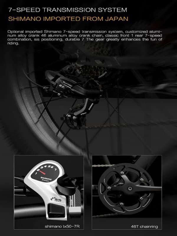 GOGOBEST GF600 Plus 26'' elcykel, 1000W motor, 20Ah batteri, 45 km/h, 7 växlar