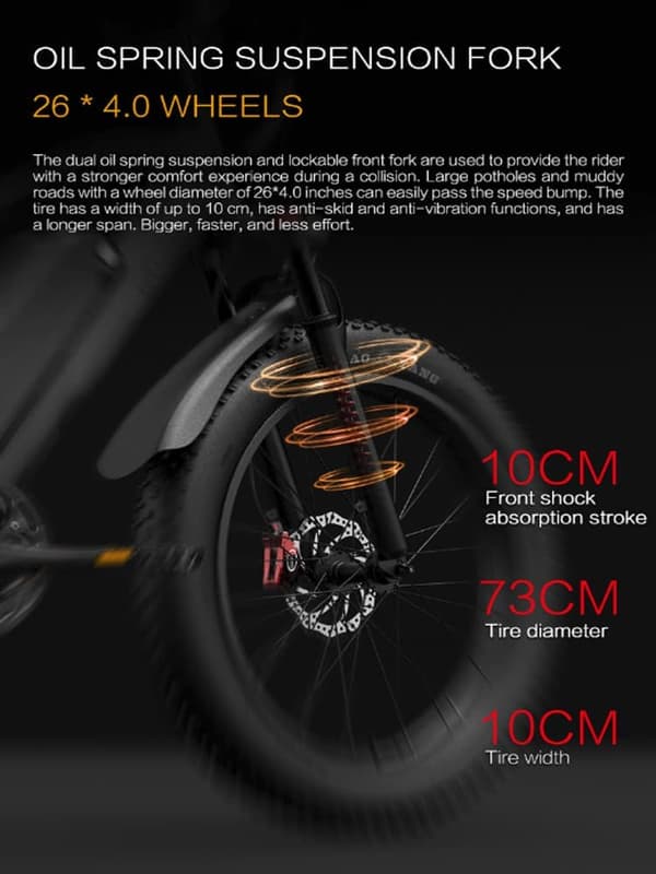 GOGOBEST GF600 Plus 26'' elcykel, 1000W motor, 20Ah batteri, 45 km/h, 7 växlar