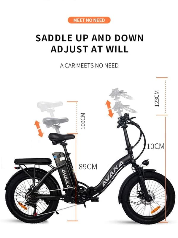 AVAKA BZ20 Plus hopfällbar elcykel, 500W motor, 18,2AH batteri, 100 km räckvidd (PAS), Shimano 7-växlad, stadselcykel