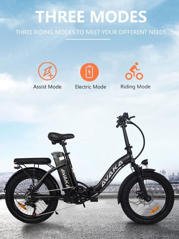 AVAKA BZ20 Plus hopfällbar elcykel, 500W motor, 18,2AH batteri, 100 km räckvidd (PAS), Shimano 7-växlad, stadselcykel