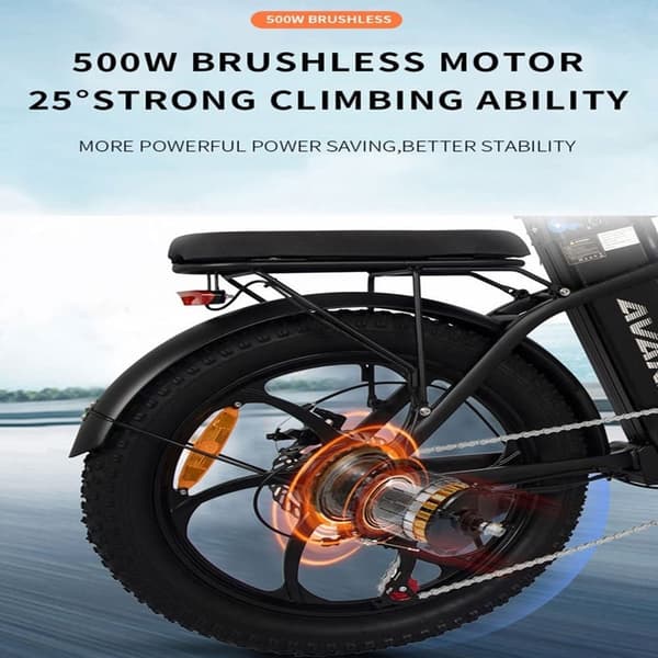 AVAKA BZ20 Plus hopfällbar elcykel, 500W motor, 18,2AH batteri, 100 km räckvidd (PAS), Shimano 7-växlad, stadselcykel
