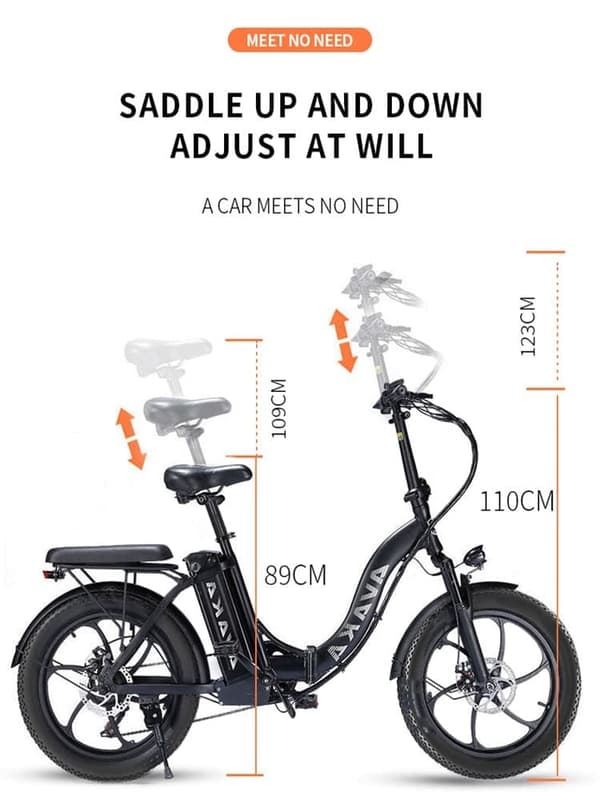 AVAKA BZ20 Plus hopfällbar elcykel, 500W motor, 18,2AH batteri, 100 km räckvidd (PAS), Shimano 7-växlad, stadselcykel