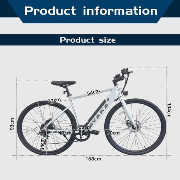AVAKA R1 City Elcykel, 250W Motor, 7.8AH Batteri, Shimano 7-växlad, Uthållighet 30KM-45KM