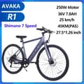 Miniatyrbild 1 av 11: AVAKA R1 City Elcykel, 250W Motor, 7.8AH Batteri, Shimano 7-växlad, Uthållighet 30KM-45KM