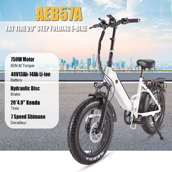Lamtier 57A hopfällbar elcykel | 48V 13A batteri | 250W BAFANG-motor | 25 km/h topphastighet | Hydrauliska skivbromsar