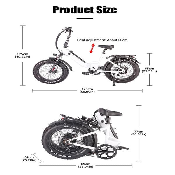 Lamtier 57A hopfällbar elcykel | 48V 13A batteri | 250W BAFANG-motor | 25 km/h topphastighet | Hydrauliska skivbromsar