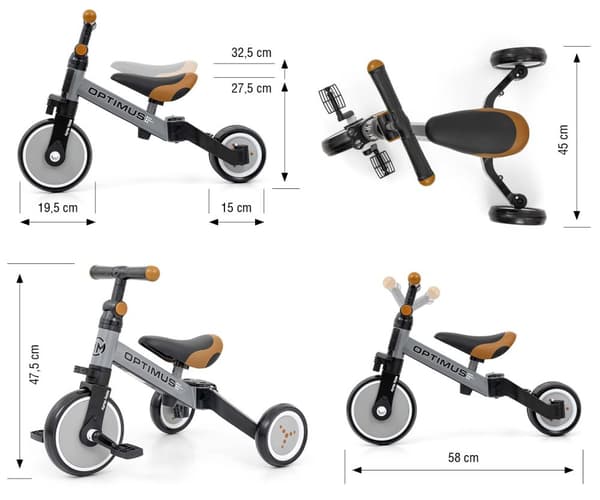 Milly Mally 3-i-1-cykel Optimus Grå