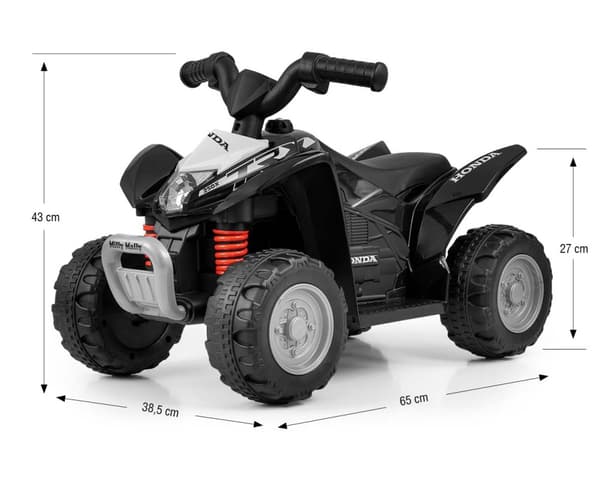 Milly Mally Batteridriven Fyrhjuling Honda ATV Svart