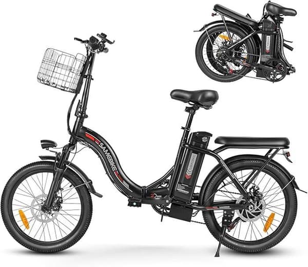 SAMEBIKE CY20-FT-BK 250W E-Bike 20 Inch Fat Tire Folding Bike 36 V/13 Ah batteri, maximal räckvidd upp till 60-110 km, Off-Road Mountain,