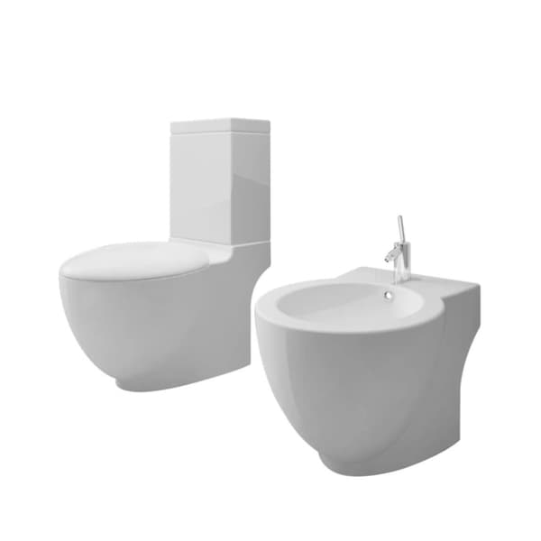 vidaXL Stående toilet og bidet sæt, hvidt, keramisk