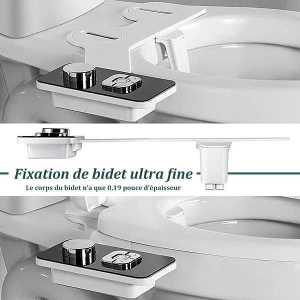 Ick bidet utan el med dubbla utdragbara självrengörande munstycken - Justerbar knapp för kallt vatten - svart