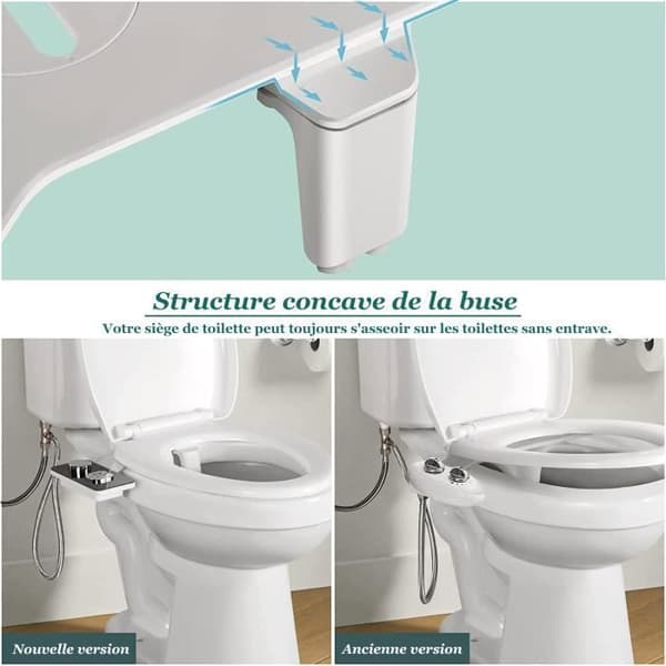 Ick bidet utan el med dubbla utdragbara självrengörande munstycken - Justerbar knapp för kallt vatten - svart