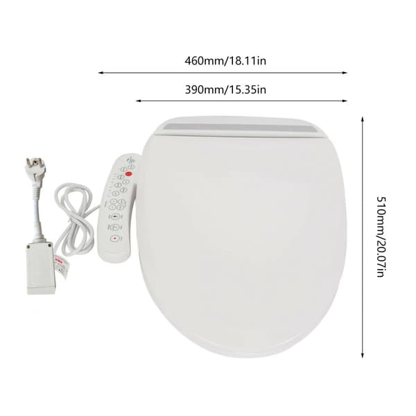 Elektrisk Bidet Toiletset, Opvarmet Temperaturkontrol, Automatisk Deodorisering,HVID, Rund