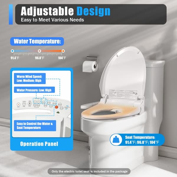 Elektrisk Bidet Toilet sæde, Opvarmet sæde, Justerbar vandtemperatur, Automatisk deodorisering