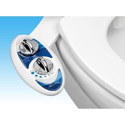 Luxe Bidet Neo 120 - Självrengörande munstycke - Färskvatten Icke-elektrisk mekanisk bidétoalettfäste (blått och vitt)