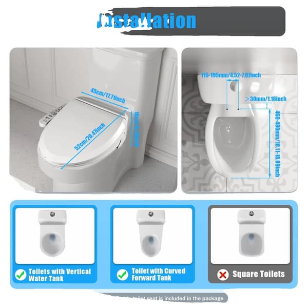 Sähkökäyttöinen bidet-wc-istuin, lämmitettävä istuin, säädettävä veden lämpötila, automaattinen hajunpoisto