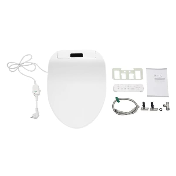 Smart Bidet Toilet Seat, Justerbar Vandtemperatur, Multifunktionel Dyse,Forlænget, EU-stik, HVID