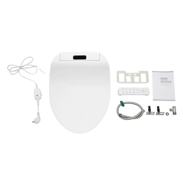 Smart Bidet Toilet Seat, Justerbar Vandtemperatur, Multifunktionel Dyse,Forlænget, EU-stik, HVID